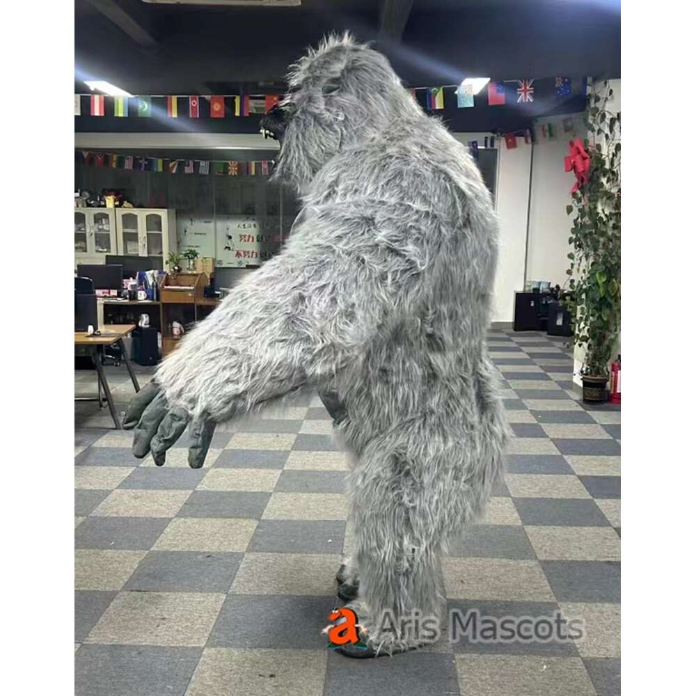 Mascot Costumes 2.6m Iatable Grey King Kong Costume Adult Kingkong Suit Blow Up Gorilla Mascot Outfit for Entertainments Party