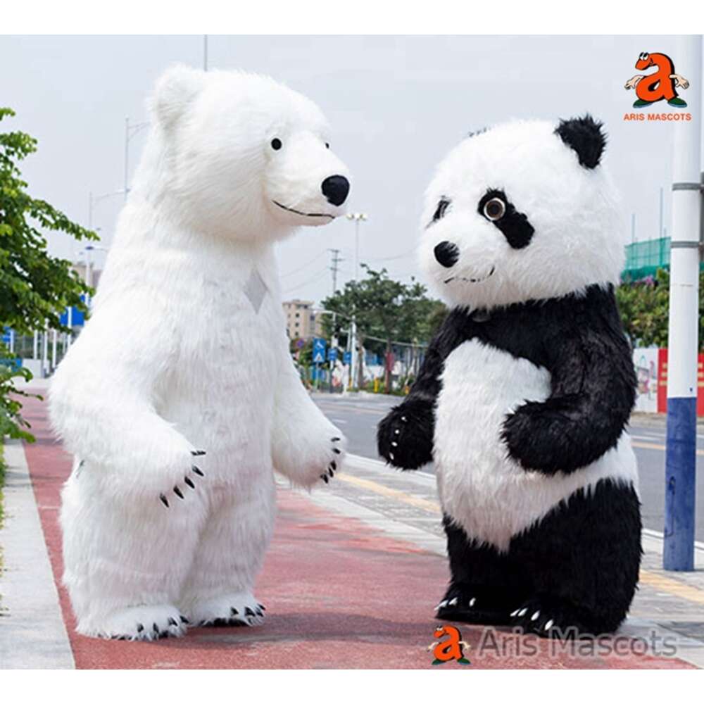 Mascot Costumes 3m Adult Huge Iatable Panda Costume Polar Bear Blow Up Suit Wearable Iated Walking Mascot Outfit Stage Wear Funny Dress
