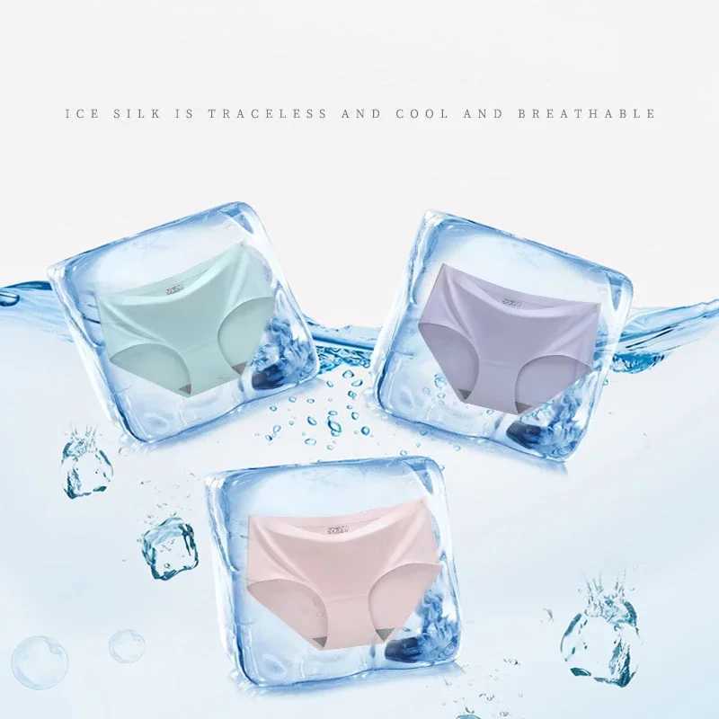 Women's Panties BZEL Sexy Womens Panties Silk Satin Seamless Underwear Soft Lingerie Breathable Cozy Briefs Large Size Panties Woman Underpants 2