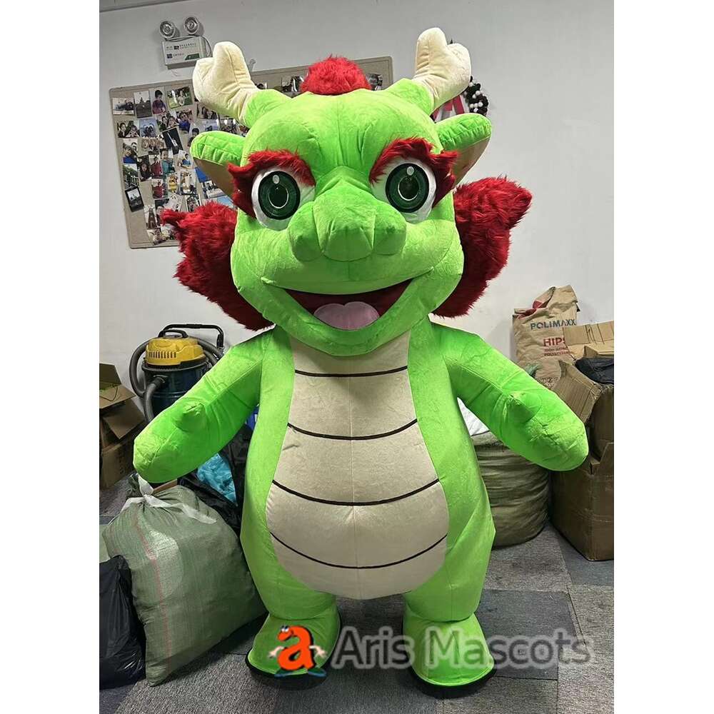Mascot Costumes 2m/2.6m Cute Iatable Dragon Suit Adult Walking Blow Up Mascot Costume for Birthday Party Stage Wear Fancy Dress