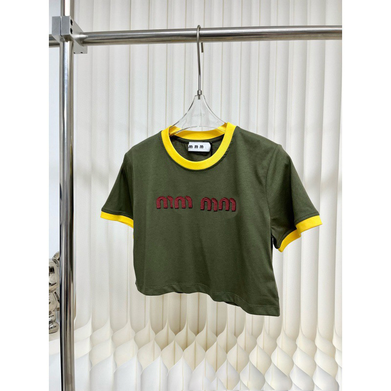 Women's T-Shirt T-shirt Womens Short-slved Spring Fashion Color Collision Thr-dimensional Embroidery Simple Casual Versatile Tops Size S-L H25116