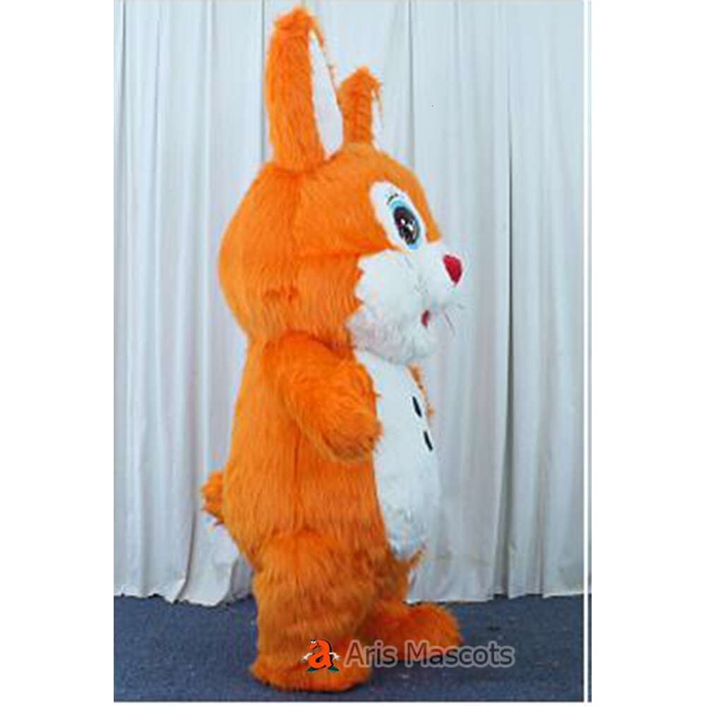 Mascot Costumes 2m/2.6m Orange Furry Rabbit Mascot Costume Adult Full Body Walking Iatable Suit Easter Bunny Blow Up Outfit for Party
