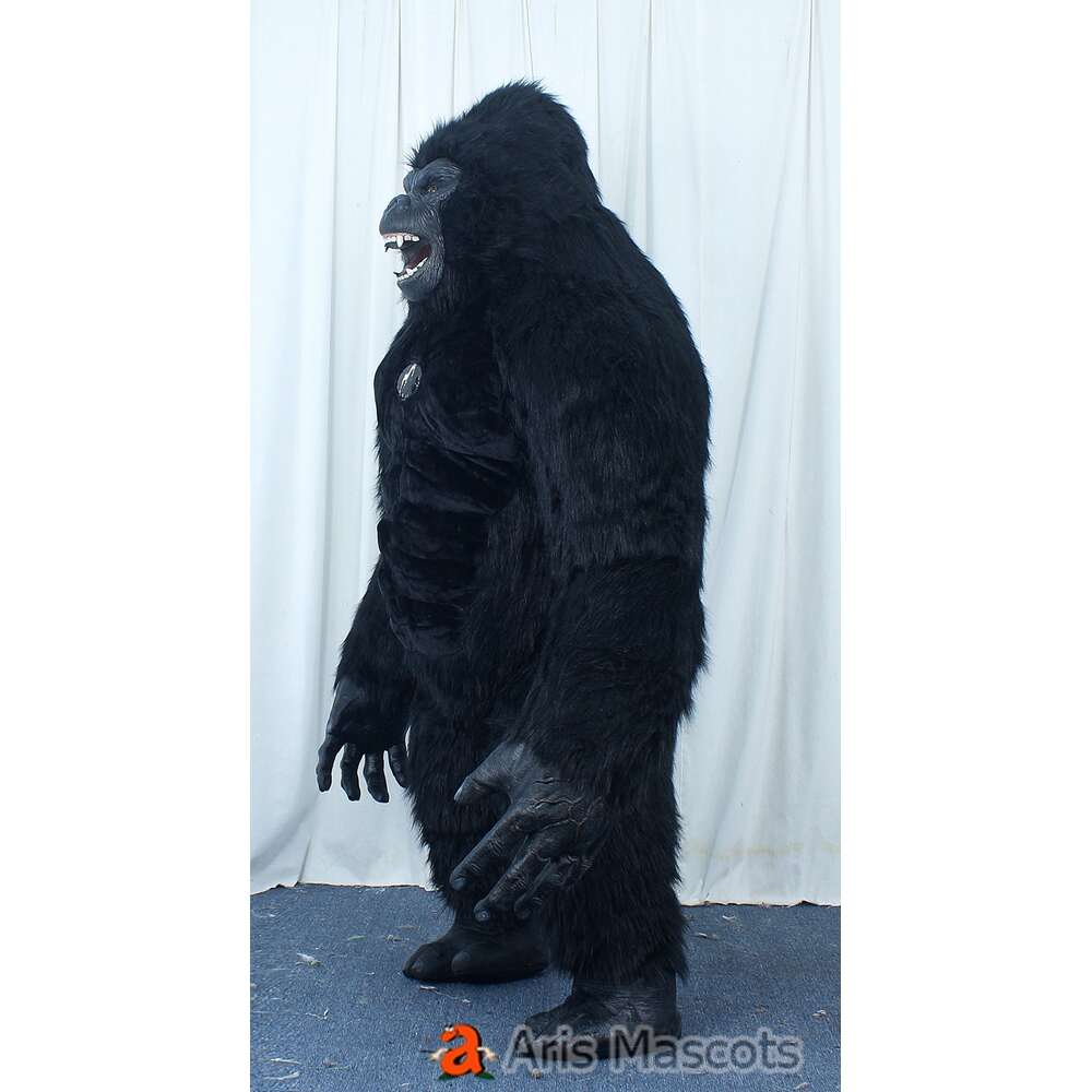 Mascot Costumes 2.2m Iatable Black Gorilla Mascot Suit Real Life Furry King Kong Blow Up Costume for Halloween Character Fancy Dress