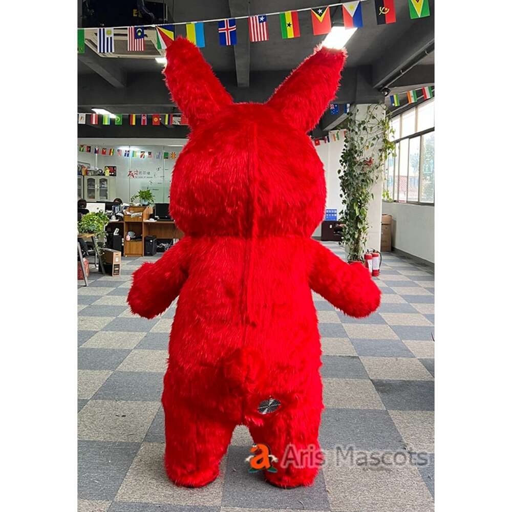 Mascot Costumes 2m/2.6m Adult Red Rabbit Mascot Costume Iatable Suit Full Body Blow Up Easter Bunny Outfit for Entertainments
