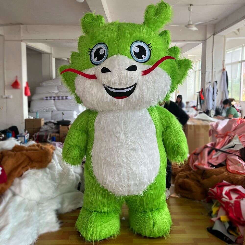 Mascot Costumes 2m/2.6m Adult Smiling Mascot Costume Giant Iatable Suit Furry Dragon Blow Up Outfit for Events Party