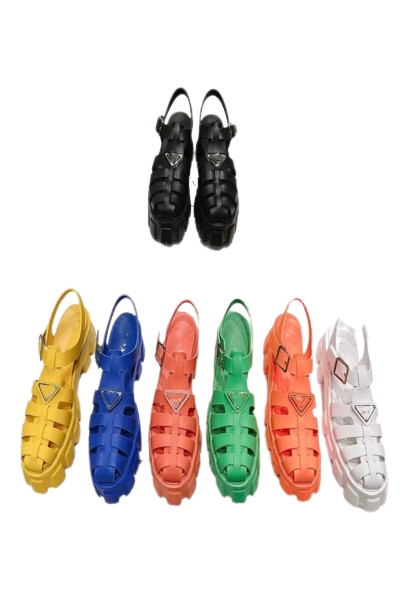 Luxury P Fashion Roman Sandals Famous Designer Women Summer Hollow Pu Leather Buckle Platform Sandal Shoes Size 35