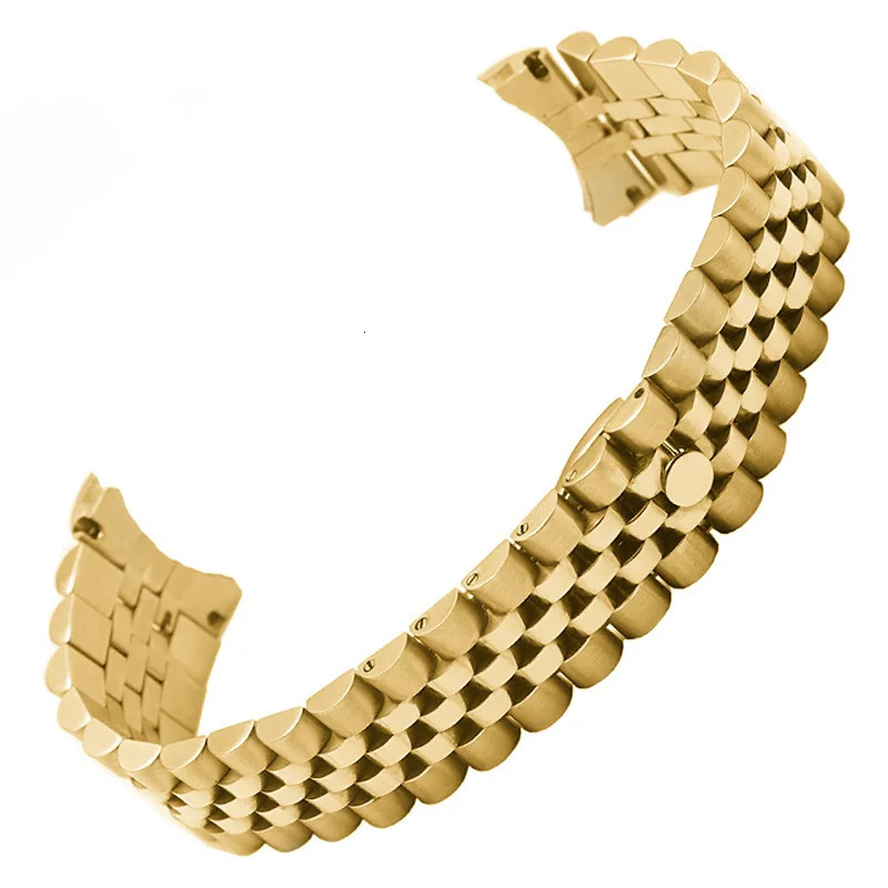 CARLYWET 20mm 316L Stainless Steel Jubilee Silver Two Tone Rose Gold Wrist Watch Strap Bracelet Solid Screw Links Curved End 240311