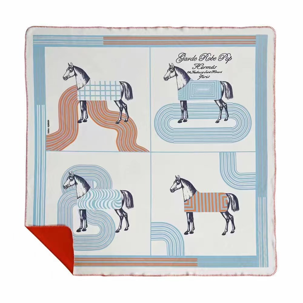 European-Style Light Horse Double-Layer Composite Brocade Fox Velvet Blankets Office Nap Blanket Model Room Sofa Blankets Decoration