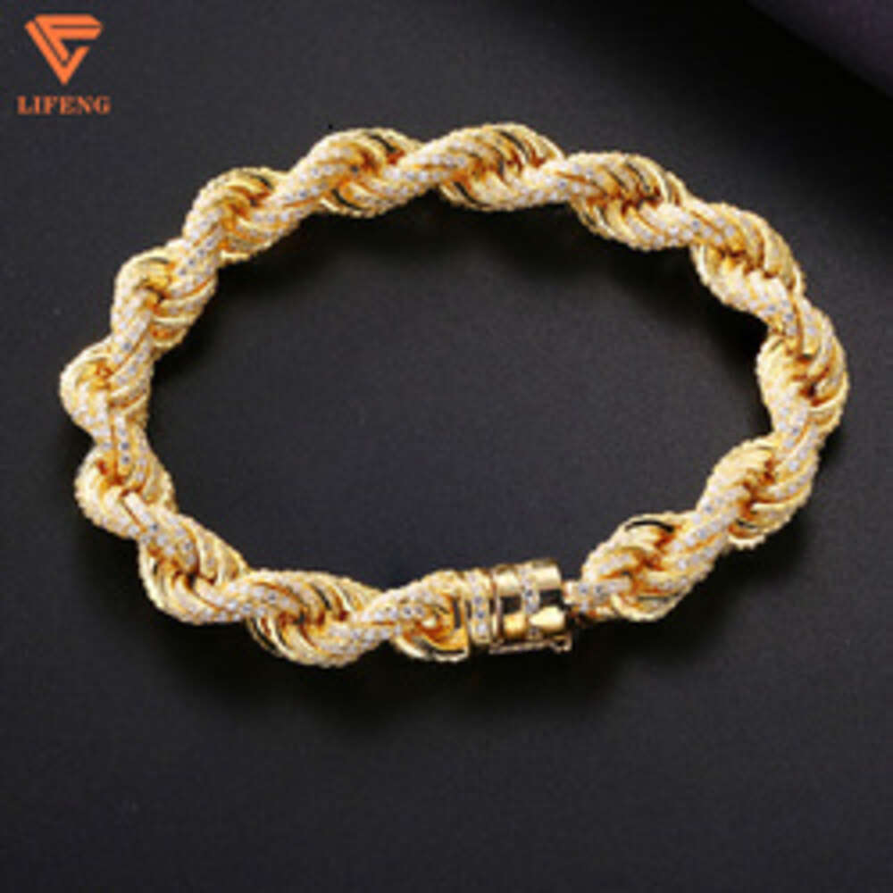 Cuban Link Chain Moissanite Vvs Diamond 10mm Wide Rope Ice Out Necklace Mens 925 Sterling Silver Twist Bracelet