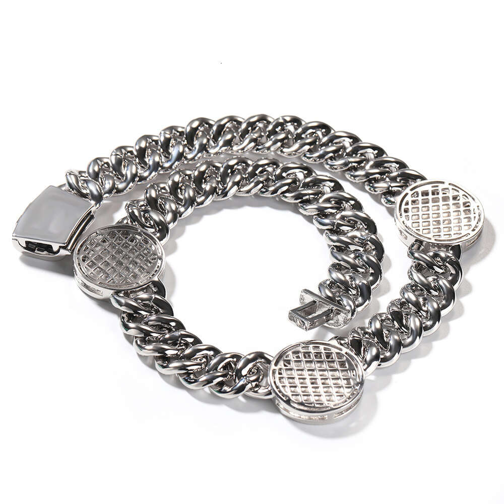 Hip Hop Bling Custom Photo Cuban Link Chain Necklace Ins Round Photo Diy Picture Gold Diamond Curb Chains Unisex Personalized Iced Out Cubic Zirconia 