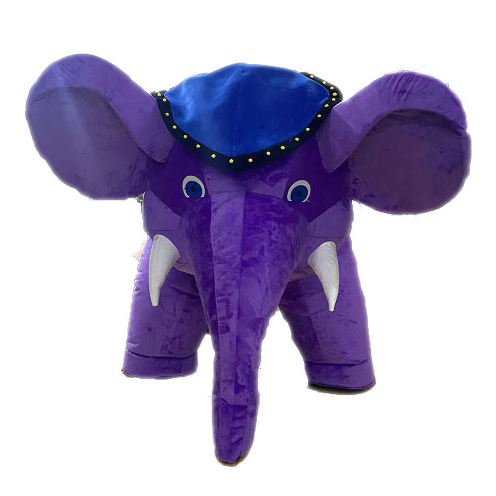 Mascot Costumes Realistic 4 Legs Wearable Purple Elephant Iatable Suit Adult Full Body Walkable Blow Up Costume for Character Entertainment