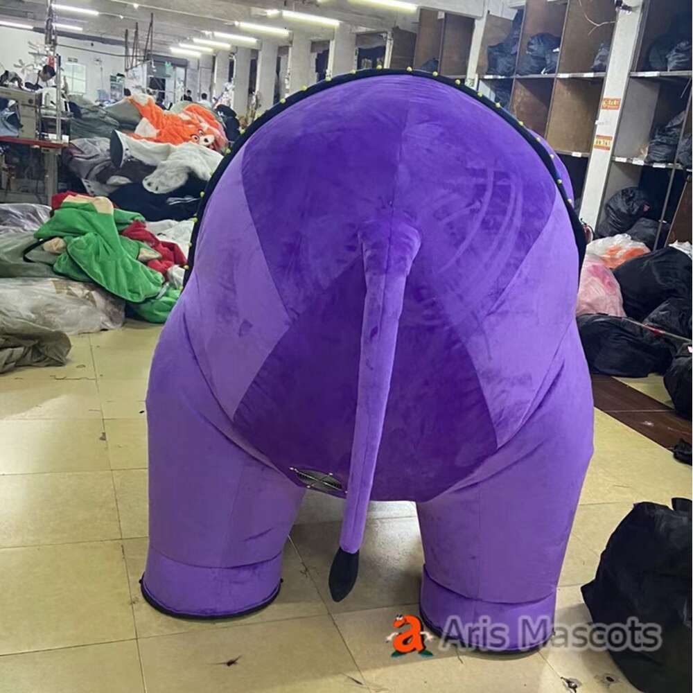 Mascot Costumes Realistic 4 Legs Wearable Purple Elephant Iatable Suit Adult Full Body Walkable Blow Up Costume for Character Entertainment