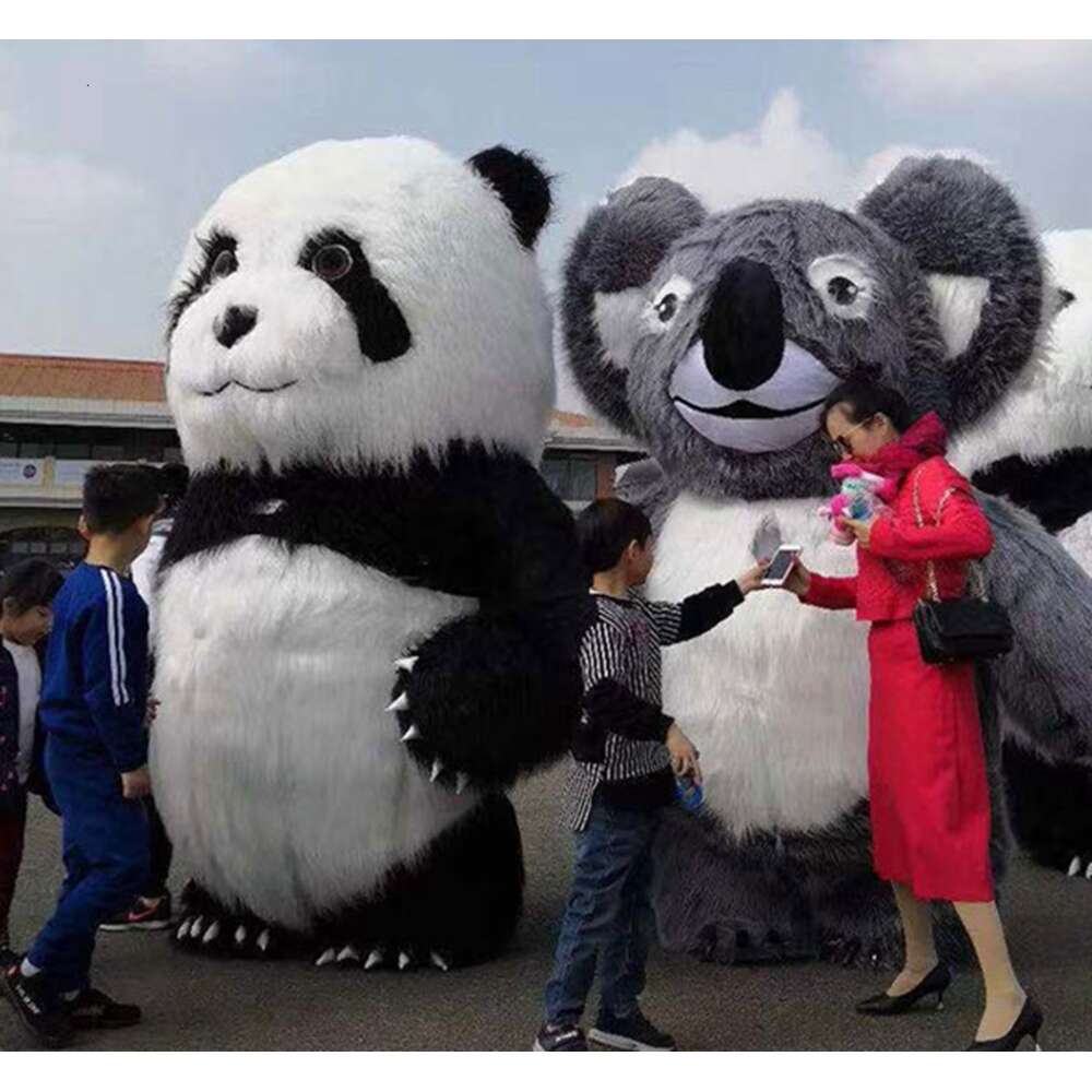 Mascot Costumes Realistic Huge Grey Koala Iatable Suit Adult Walking Mascot Costume Funny Blow Up Furry Outfit for Entertainments Party