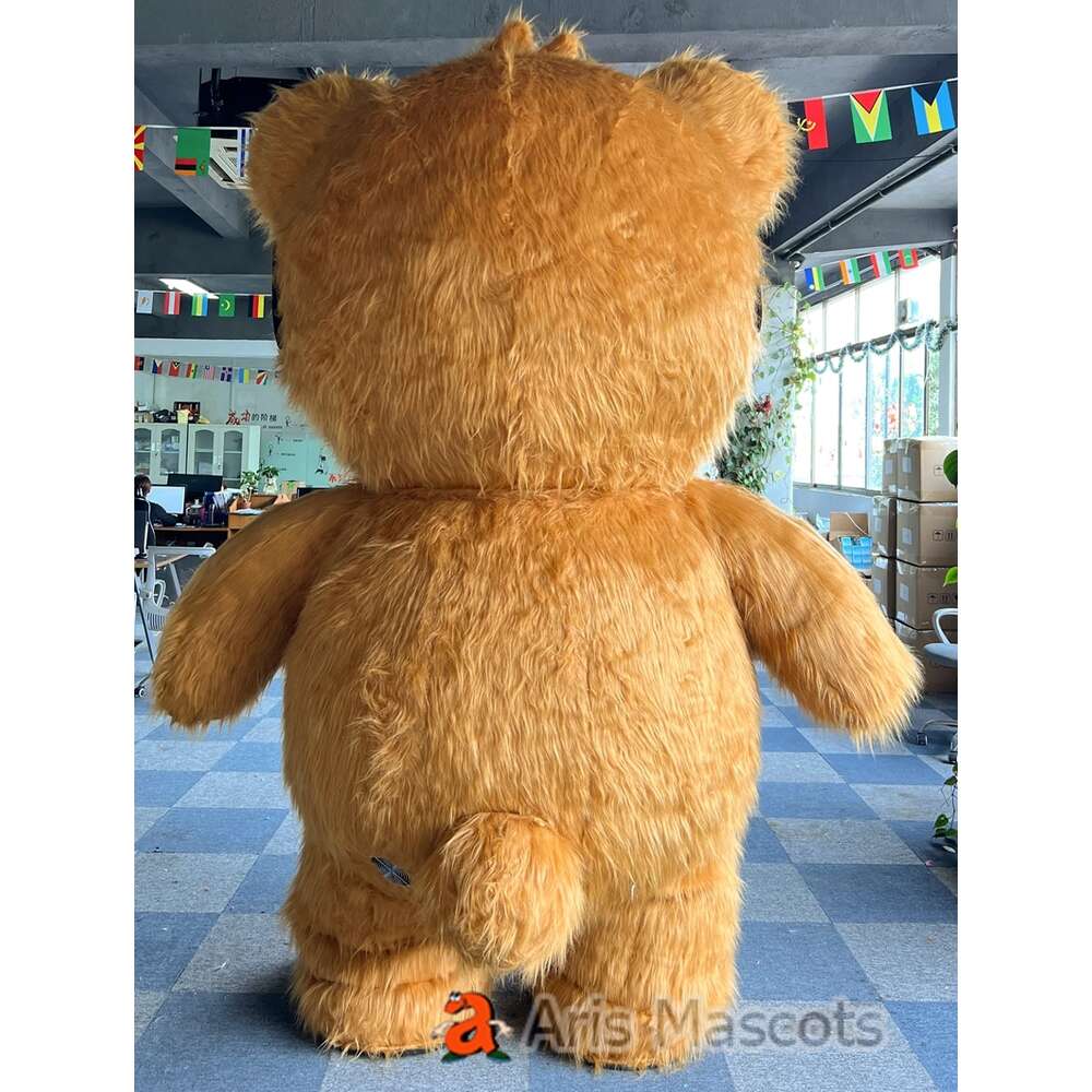 Mascot Costumes 2m/2.6m Giant Adult Furry Cool Bear Iatable Suit Walking Blow Up Mascot Costume for Entertainment Animal Character