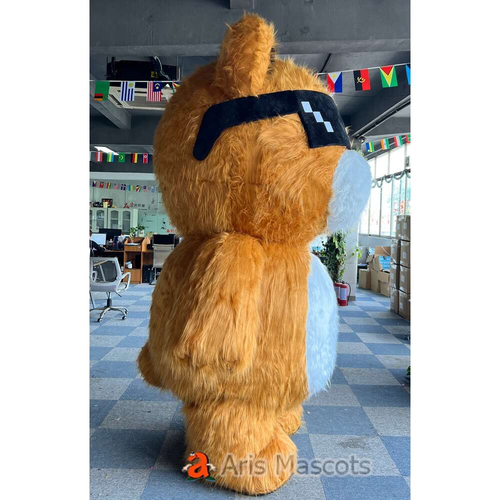 Mascot Costumes 2m/2.6m Giant Adult Furry Cool Bear Iatable Suit Walking Blow Up Mascot Costume for Entertainment Animal Character