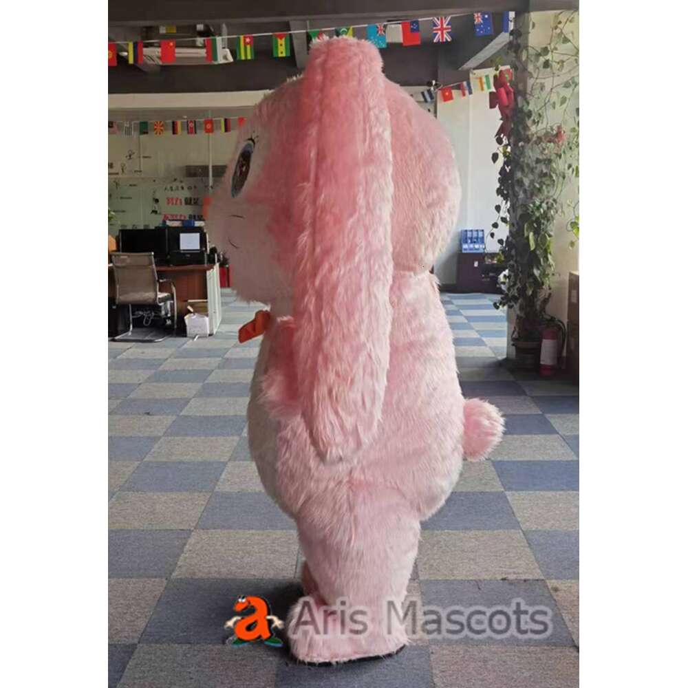 Mascot Costumes 2m/2.6m Iatable Furry Rabbit Costume Adult Orange Easter Bunny Blow Up Mascot Suit for Events Party Carnival Outfits