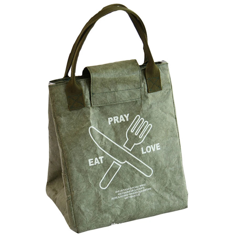 Insulation Bags Leakproof Tyvek paper Lunch box Portable Insulated bento bags Thermal Cooler Kraft bag oil water proof 240312