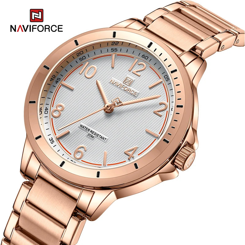Arrival NAVIFORCE Fashion Woman Watch Water Resistant Female Wristwatch Stainless Steel Lady Quartz Bracelet Girl Gift 240323