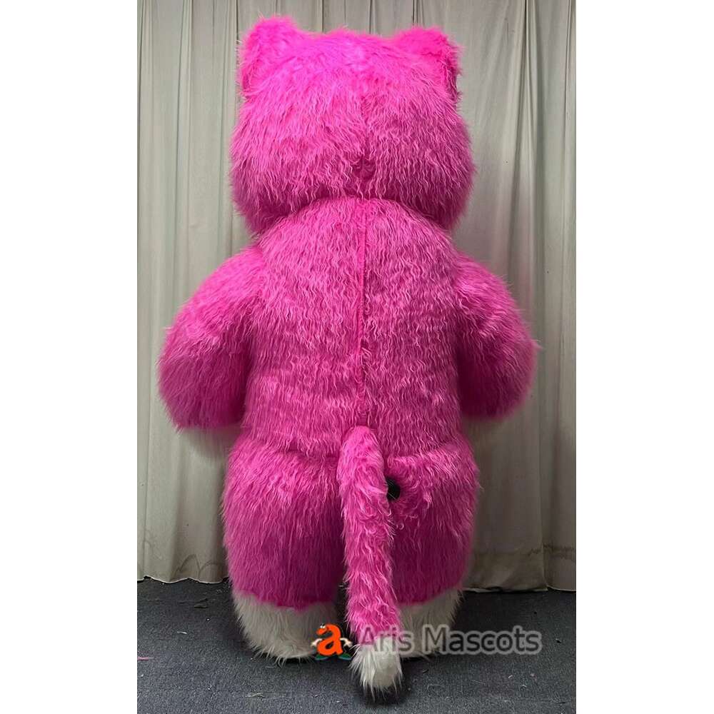 Mascot Costumes Giant 2m/2.6m Pink Cat Iatable Fur Suit Adult Full Body Blow Up Mascot Costume Carnival Fancy Dress Animal Character