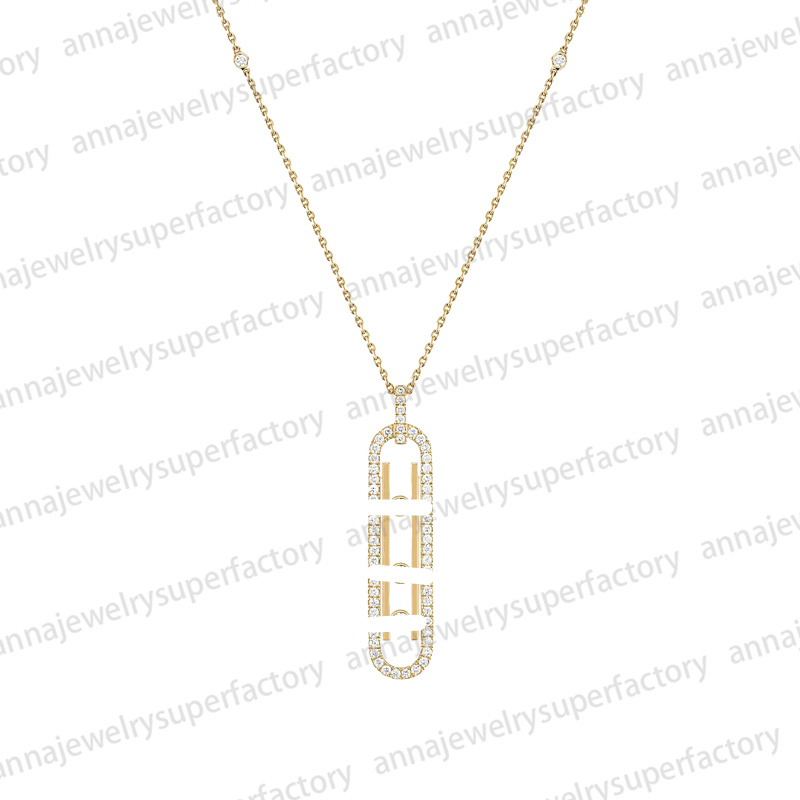 Moissanite hip-hop style Jewelry Senior Designer Sier Rose Gold Romantic M Series Pendant Asymmetric Necklace Single Three Dia Sliding Women's We