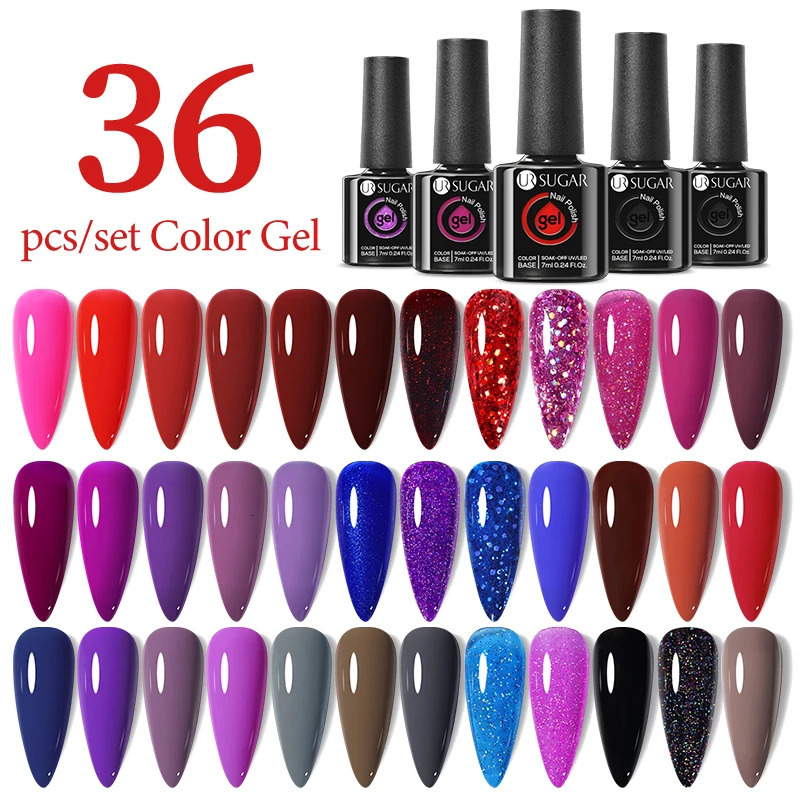 UR SUGAR 7ml Color Gel Set Full Set Nail Polish Kits Semi Permanent Soak Off UV LED Gel Nail Art Varnish Manicure Sets 240321