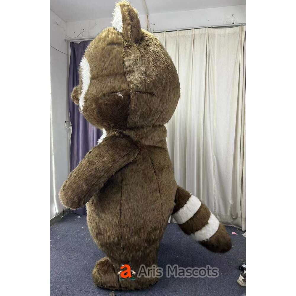 Mascot Costumes 2m / 2.6m Realistic Furry Raccoon Adult Iatable Walking Mascot Costume Full Body Wearable Blow Up Suit Funny Halloween Outfit