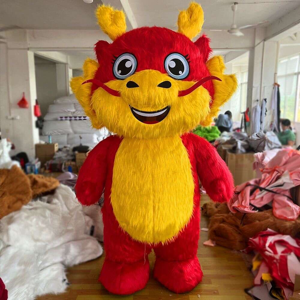 Mascot Costumes 2m/2.6m Adult Smiling Mascot Costume Giant Iatable Suit Furry Dragon Blow Up Outfit for Events Party
