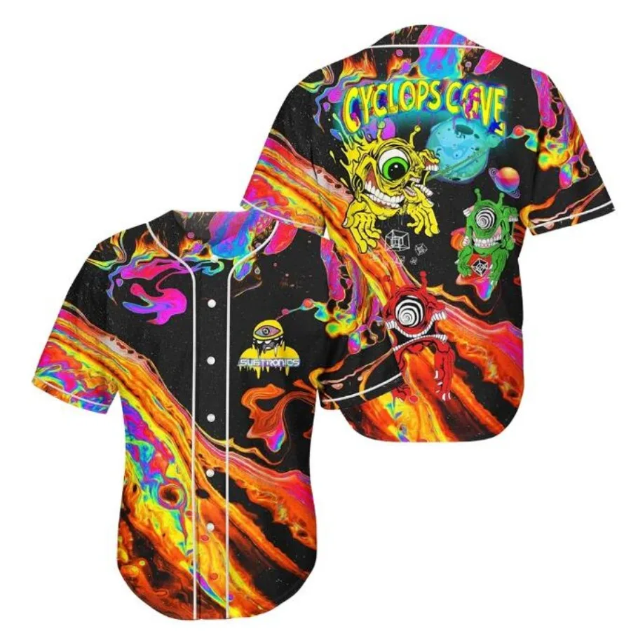 Subtronics Liquid Acid Trippy Psychedelic Cyclops Cove Rave Baseball t shirt V-Neck Short Sleeve Streetwear Women Men 3D T-shirt