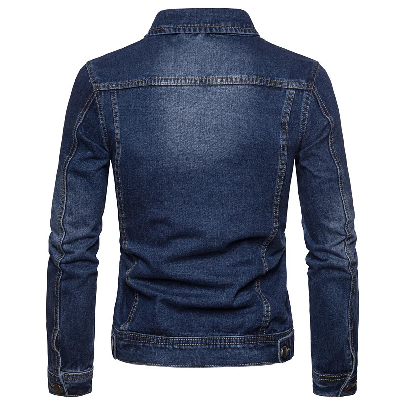 Men Denim Jackets Casual Solid Color Lapel Single Breasted Blue Jeans Jacket Men Spring Autumn Slim Fit Cotton Outwear Jackets 240319