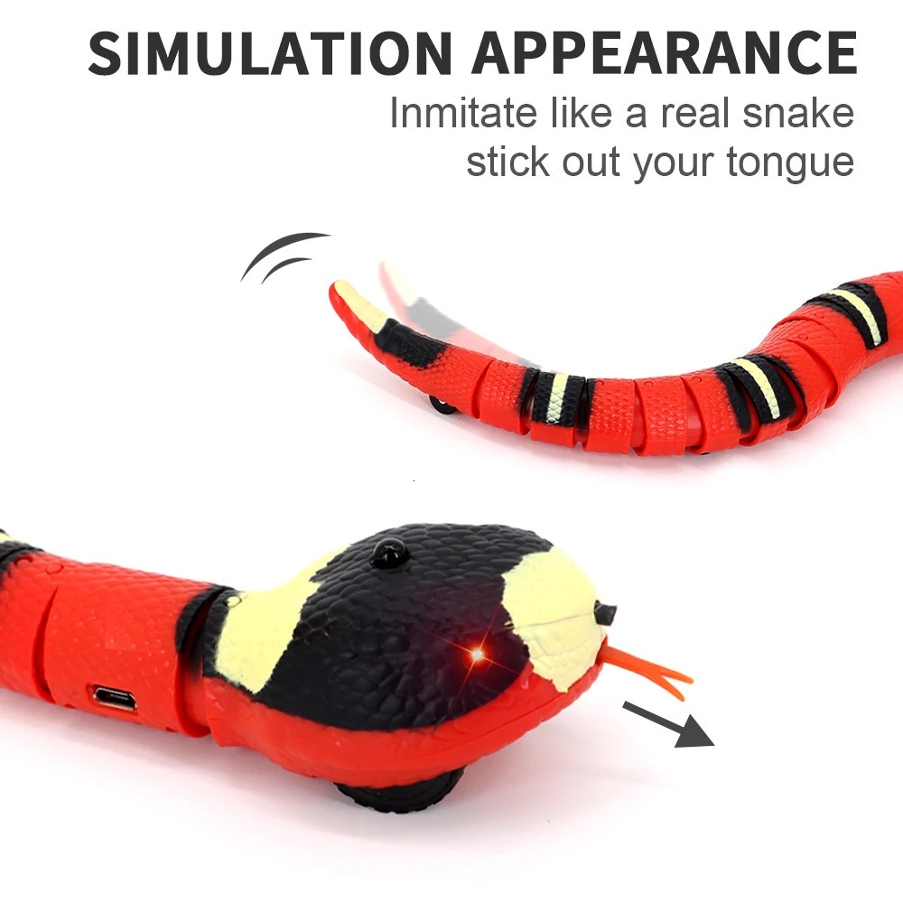 Smart Sensing Interactive Cat Toys Automatic Eletronic Snake Cat Teasering Play USB Rechargeable Kitten Toys for Cats Dogs Pet 240315