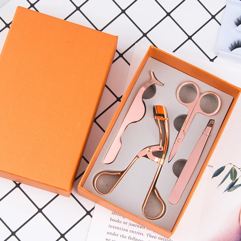 4pcs Eyelashes Set Multifunctional eyelash clipper assistant Curler Tweezers False Eyelash Aid Makeup Scissors 240313
