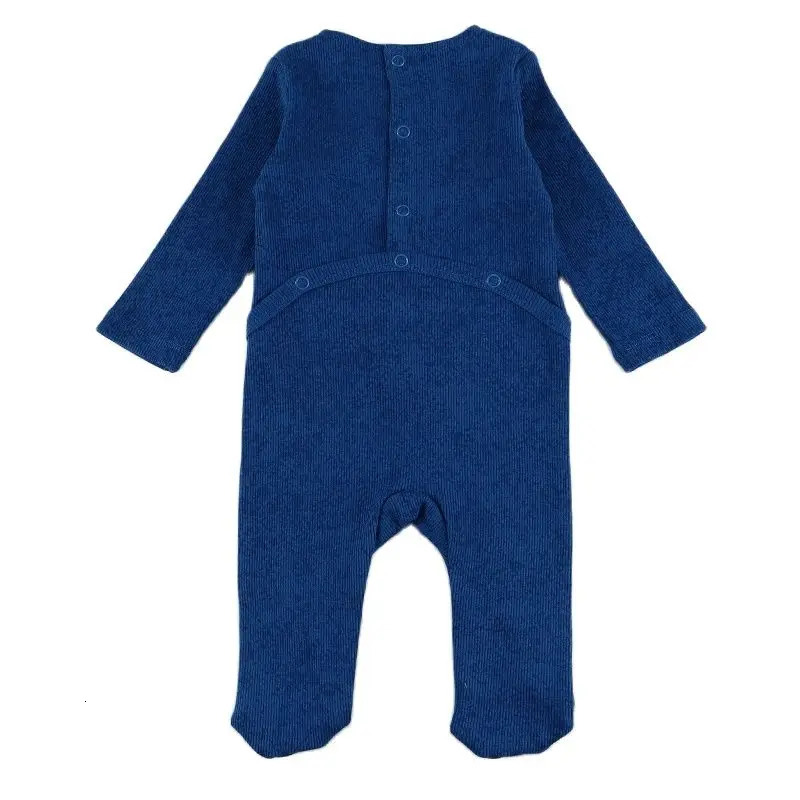 Baby romper and hat set kids clothes long sleeves rib cotton baby overall with footie autumnwinter demo wrap 240313