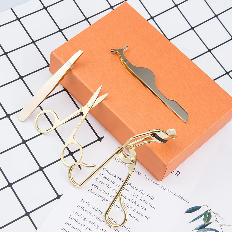 4pcs Eyelashes Set Multifunctional eyelash clipper assistant Curler Tweezers False Eyelash Aid Makeup Scissors 240313