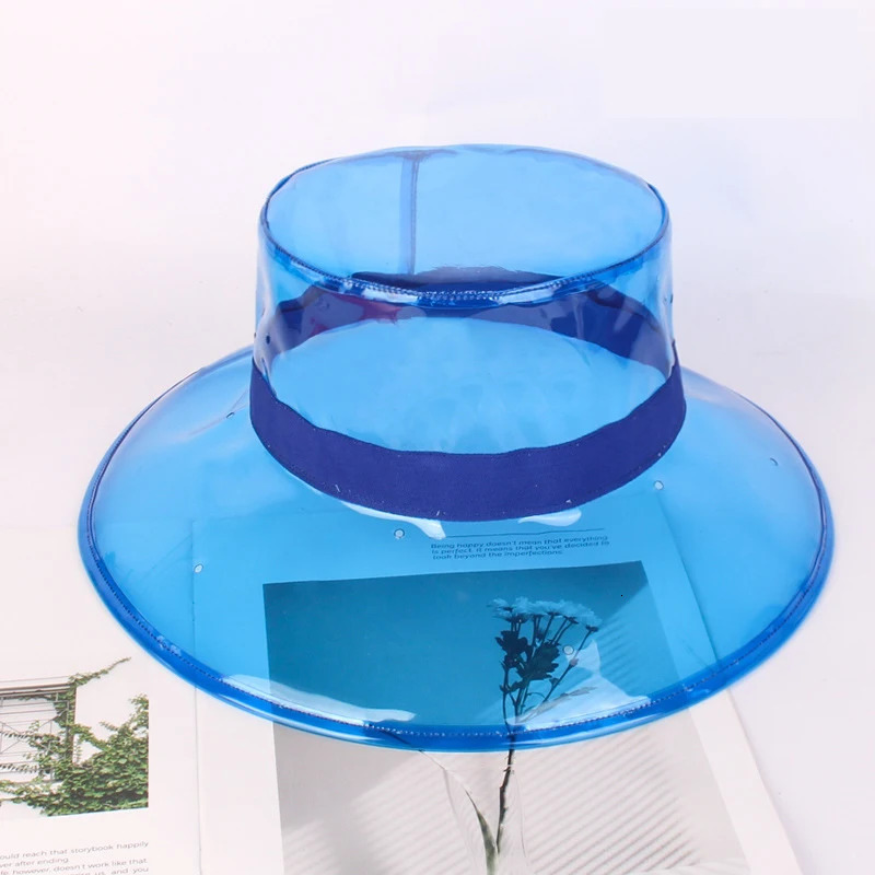 Y2K Transparent Womens Buckets PVC Hats Caps Girls Gorras Ladies Beach Sun Visor Waterproof Rain Hat Plastic Wide Brim Caps 240320