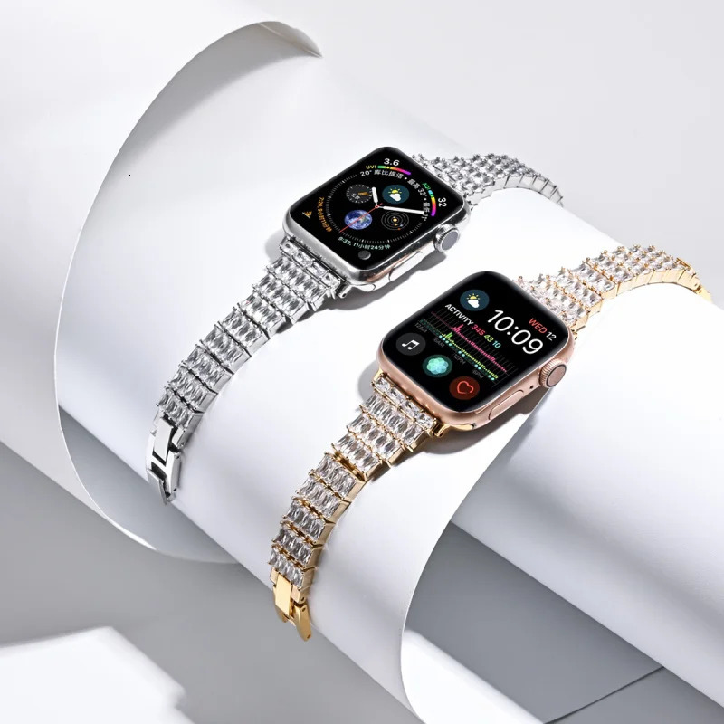 Diamond Strap For Watch Band 44mm 40mm Fran-39k Metal Bracelet for iwatch series 6 SE 5 4 3 2 42mm 38mm Women wrist strap 240311