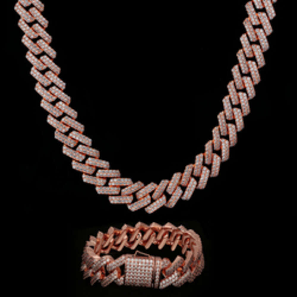 15mm 925 Silver Luxury Flawless Vvs Baguette Moissanite Iced Out Fine Hip Hop Jewelry Gold Cuban Link Chain Necklace Bracelet