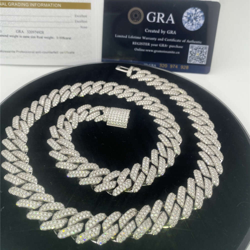 15mm 925 Silver Luxury Flawless Vvs Baguette Moissanite Iced Out Fine Hip Hop Jewelry Gold Cuban Link Chain Necklace Bracelet