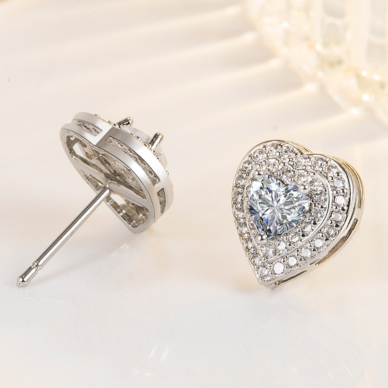 Pear Cut White Topaz CZ Dia Gemstone Stud Earrings - Sterg Sier Jewelry, Women's Heart Earring Gift