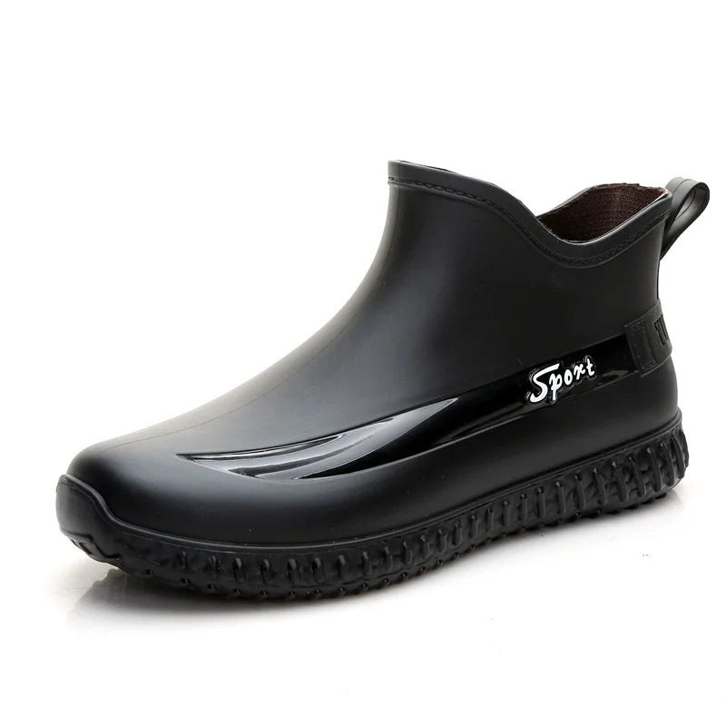 Fashion Short Rain Boots Mens Four Seasons Work Shoes Wear-Resistant Rubber Shoes Fishing Shoes Waterproof Shoes 240309