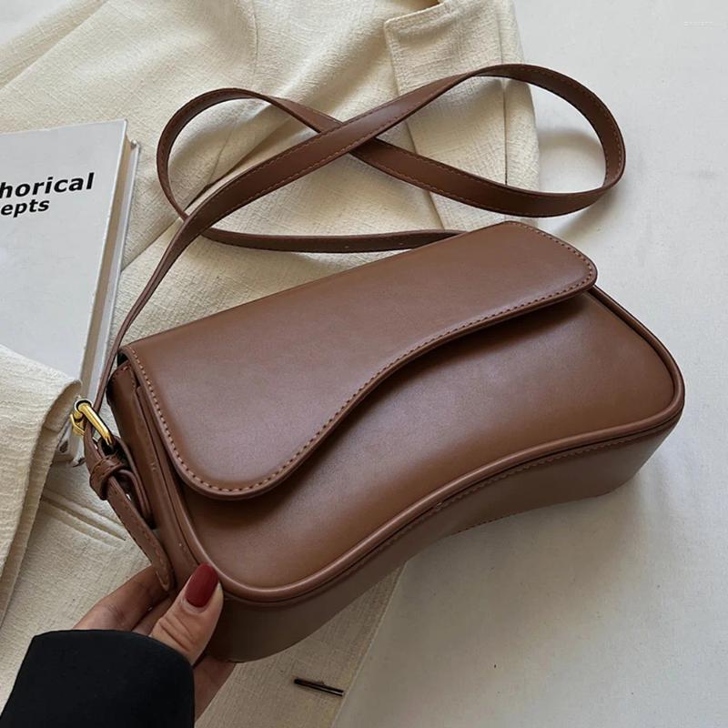 Shoulder Bags Vintage Leather Crossbody For Women 2025 Brand Designer Female Small Flap Underarm Bag Armpit Handbags And Purses New Free Delivery Desi