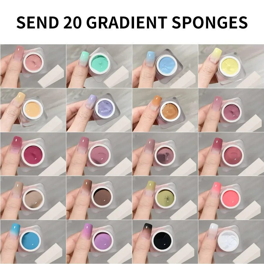 20 Colors Pat Painting Gel Nail Polish Set With Sponge Gradient Semi Permanent Soak Off UV LED Nail Art Gel Varnishes For Nails 240321