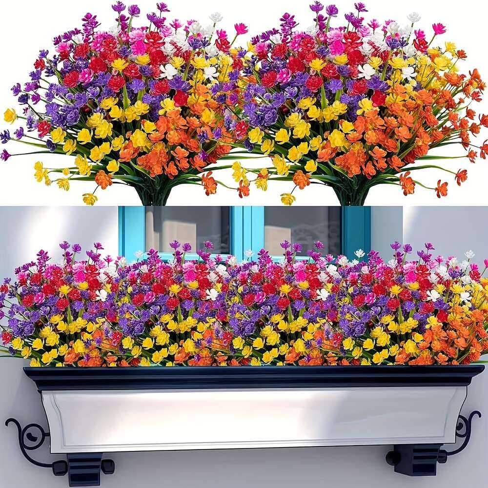 14 Bundles Outdoor UV Resistant Fake Flowers, Premium Oxidation Resistance Artificial Flower, Suitable Valentine&#039;s Day Decoration, Perfect f