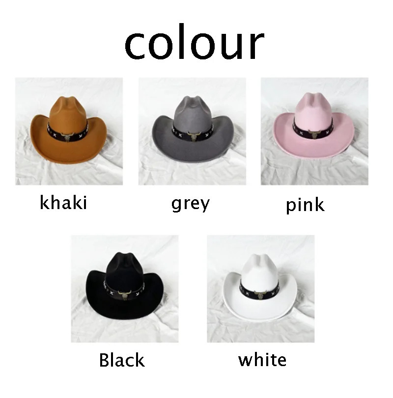 Winter Autumn Mens Western Women Cowboy Hat For Gentleman Lady Cowgirl Jazz Hat Wide Brim Felt Fedora Hat Sombrero Hombre 240314