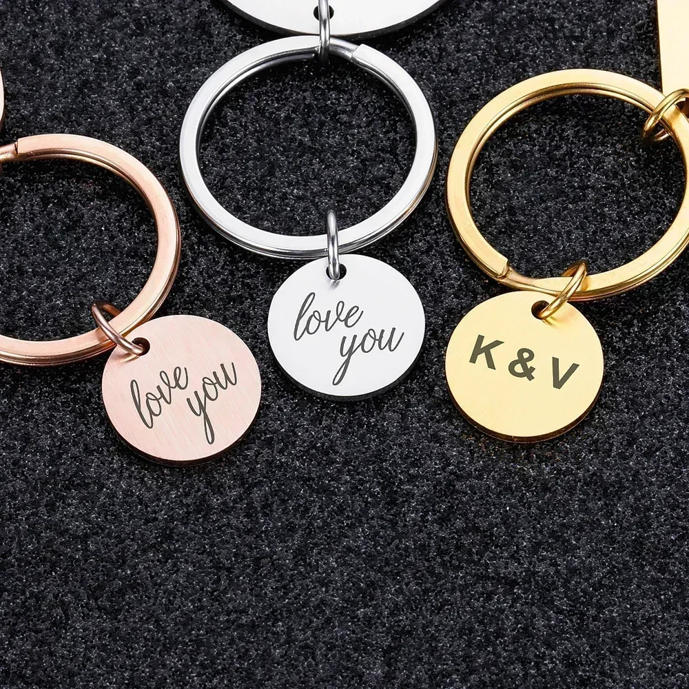 Personalized Custom KeyChain Engraved Calendar Date Stainless Steel Keyring Wedding Anniversary for Boyfriend Husband Heart Gift 240309