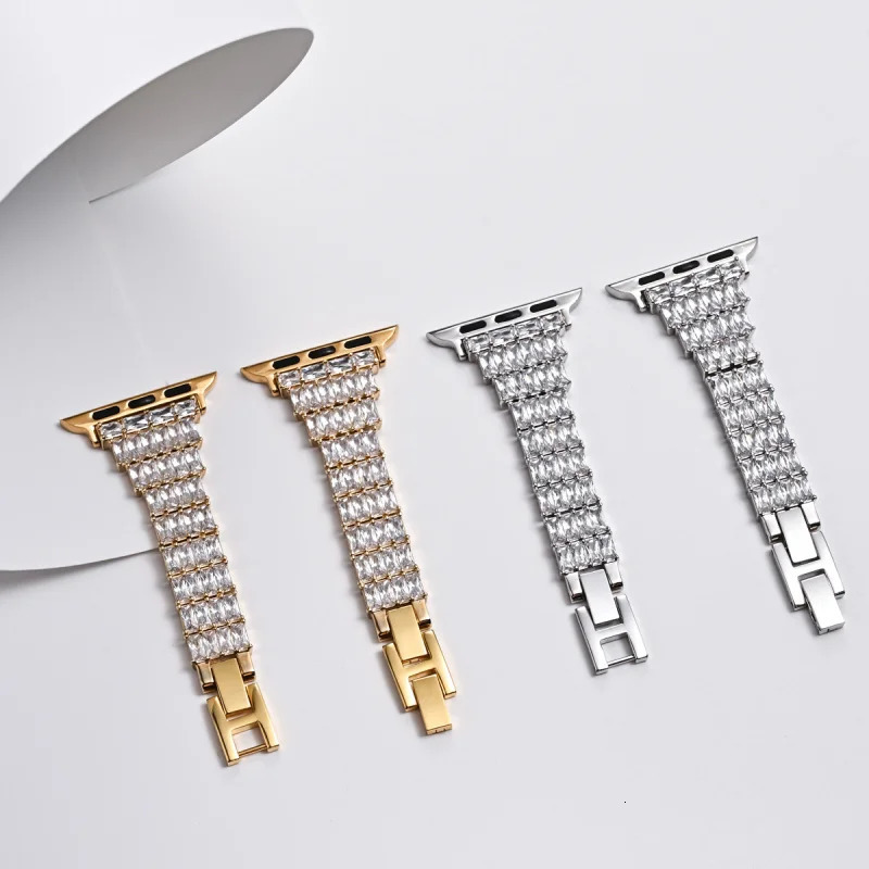 Diamond Strap For Watch Band 44mm 40mm Fran-39k Metal Bracelet for iwatch series 6 SE 5 4 3 2 42mm 38mm Women wrist strap 240311