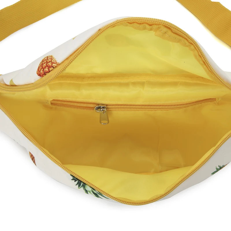 2025 NEW Annmouler Large Capacity Women Waist Cotton Fabric Fanny Pac Pineapple Printed Chest Zipper Phone Belt Hip Bag 240311 zhanyishengli