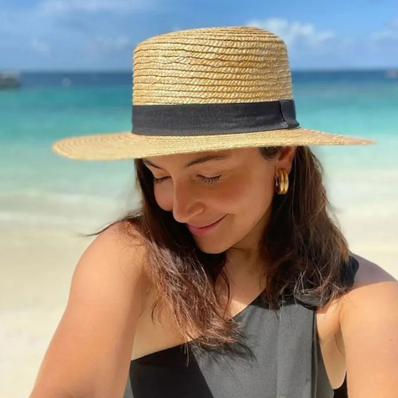 Large Eaves Beach Sunhat Woven Straw Hat Summer Outdoor Sun Protection Breathable Fisherman Hat Sunshade Cap Bohemian Beach Hat 240410