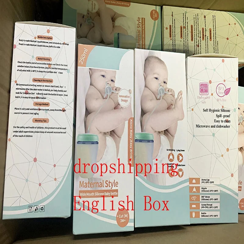 Silicone Baby Feeding Bottle Kids Cup Children Training Water with Long Straw Separation Anti-fall born 240315