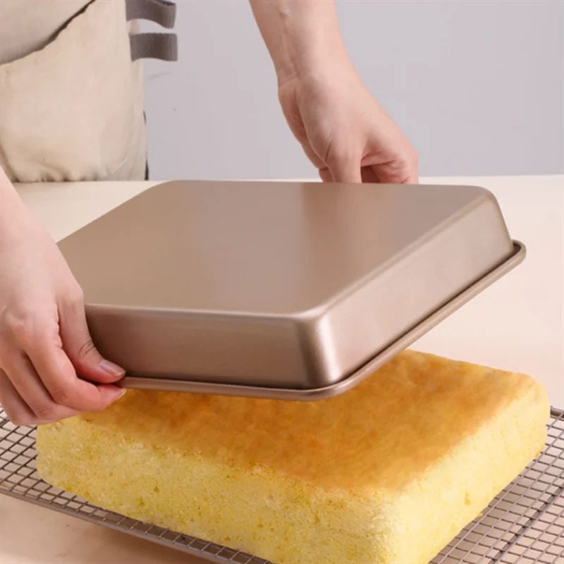 Thicken Carbon Steel Golden Baking Tray Nonstick Square Oven Cake Bread Pastry Pans Biscuits Bakeware Mold Kitchen Cooking Tools 240318