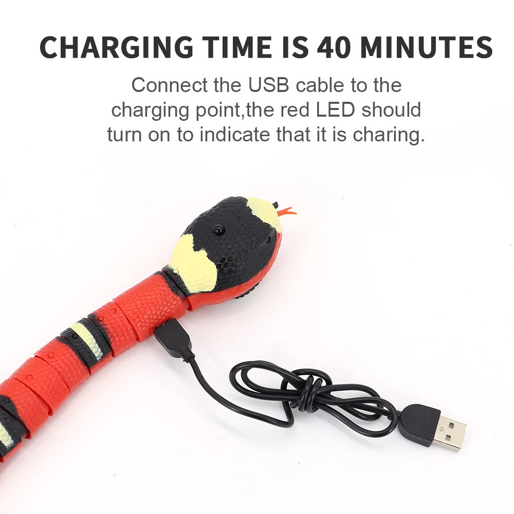 Smart Sensing Interactive Cat Toys Automatic Eletronic Snake Cat Teasering Play USB Rechargeable Kitten Toys for Cats Dogs Pet 240315